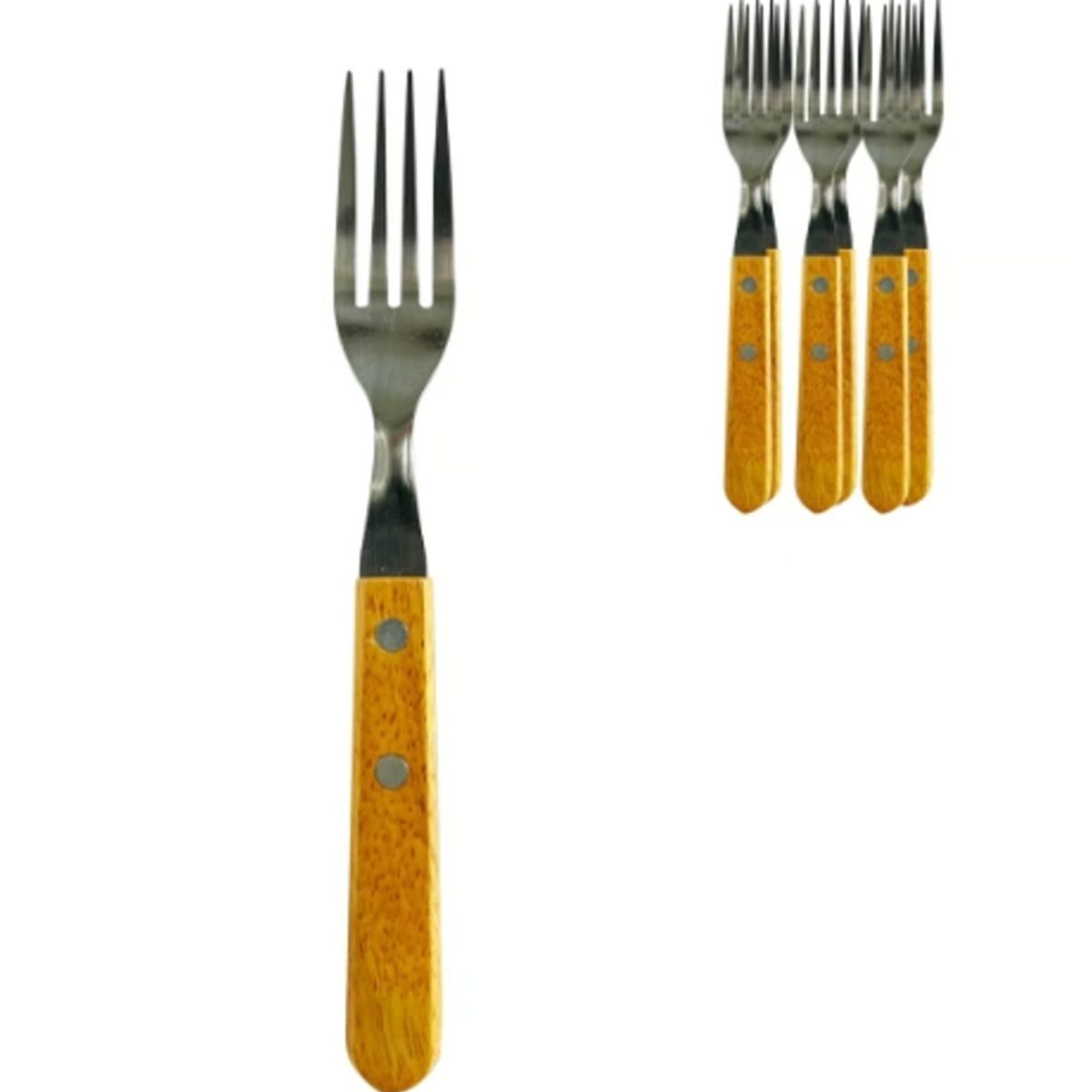 GENERICO - Tenedores De Acero Inoxidable Y Madera Set 12