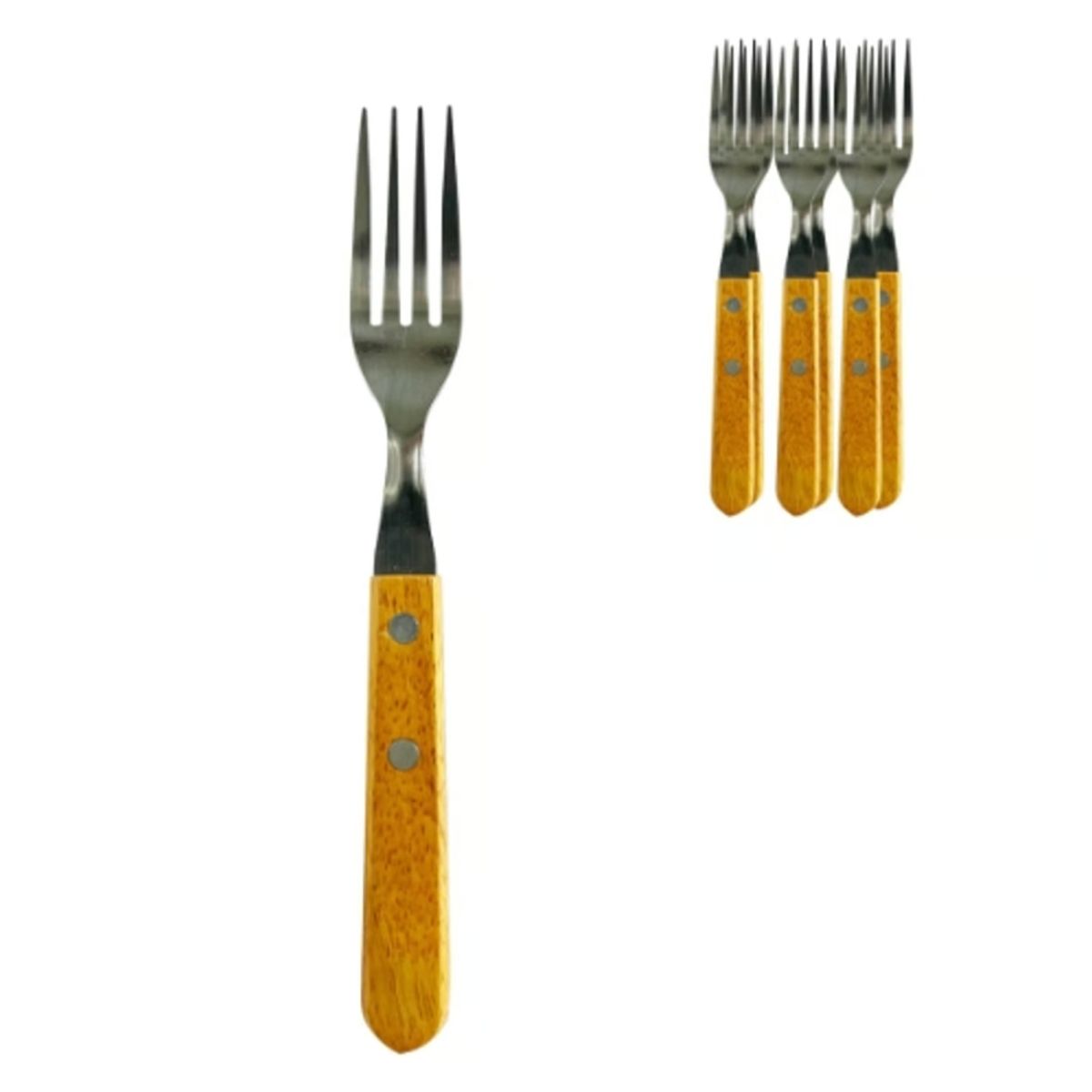 GENERICO - Tenedores De Acero Inoxidable Y Madera Set 12