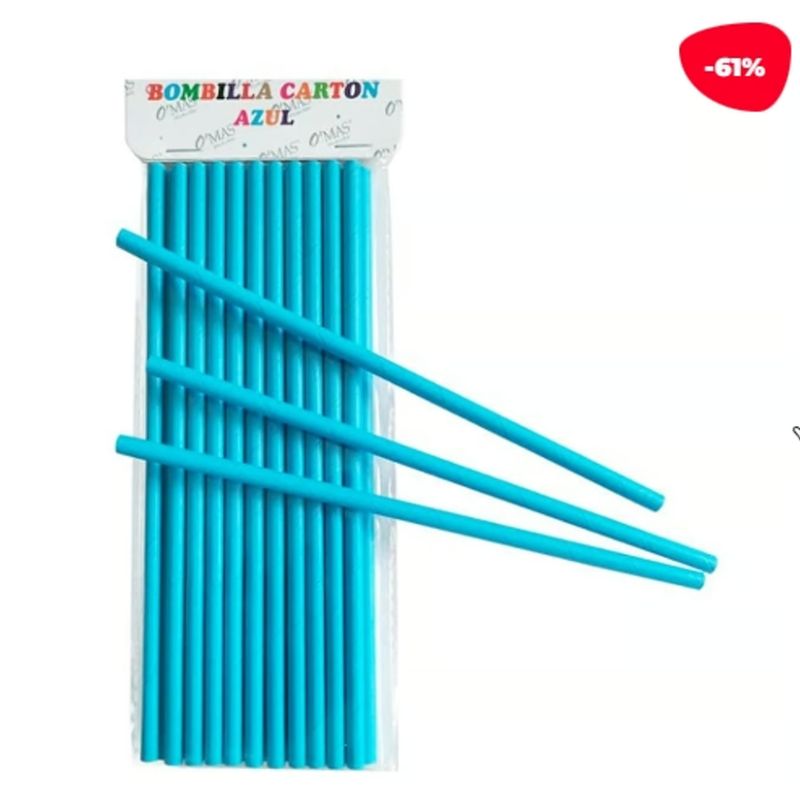 GENERICO - Bombilla Carton Azul 6*19CM 25 Unidades