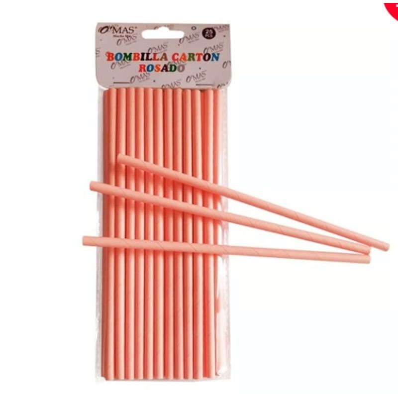 GENERICO - Bombilla Rosada 6*19CM 25 Unidades