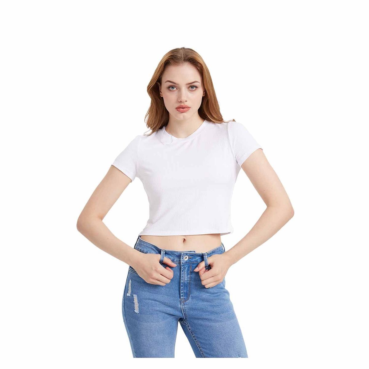 FASHION'S PARK - Polera Mujer Crop Amarras Blanco Fashion's Park