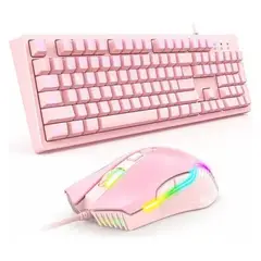 ROZENBERG SPA - Kit Gamer Rosado Onikuma Teclado G25 Led + Mouse Rgb Cw905