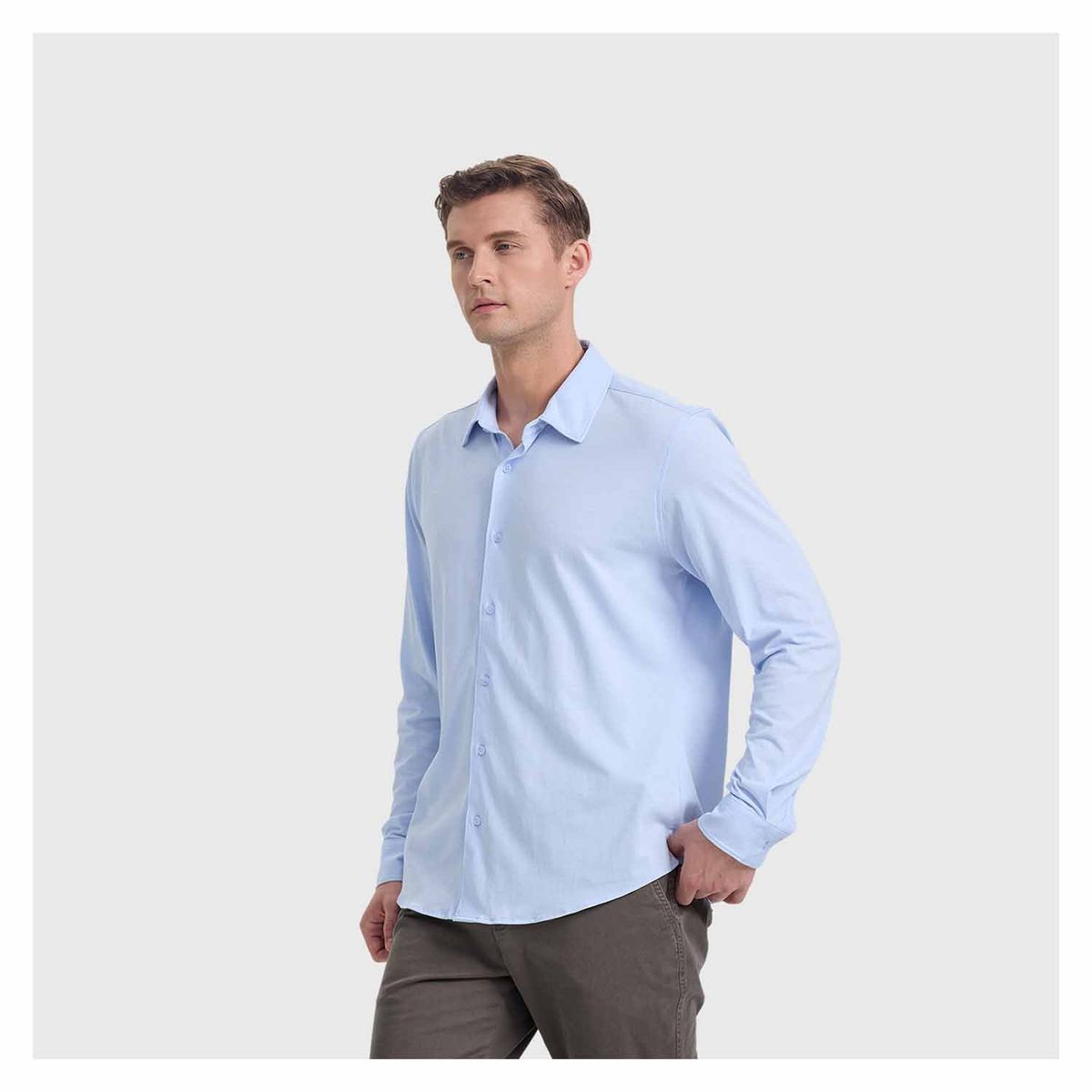 FASHION'S PARK - Camisa Hombre Acabado Mercerizado Celeste Fashion's Park