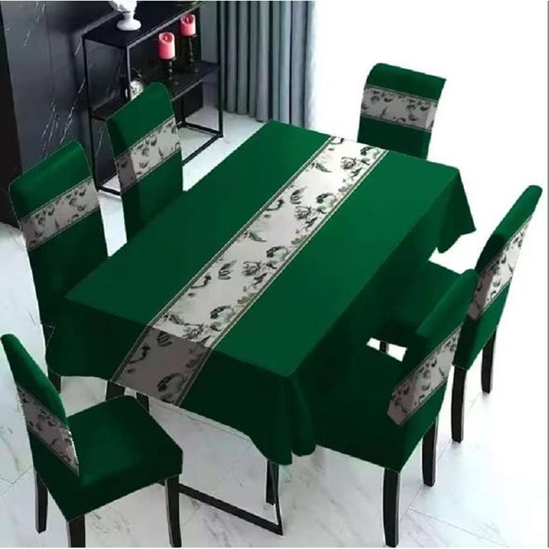 GENERICO - Set Mantel Decorativo + 6 fundas living hogar Verde