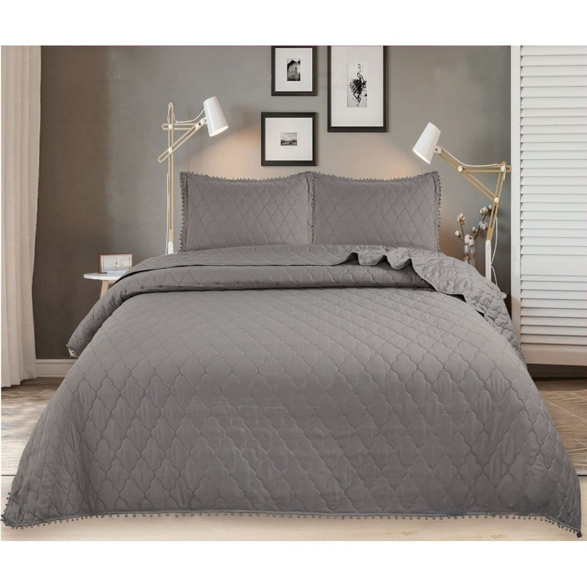 GENERICO - COBERTOR DE POMPONES 1.5 PLAZAS 100% ALGODON