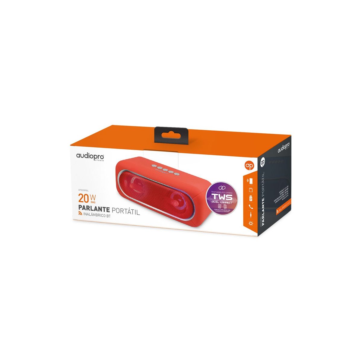 AUDIO PRO - Parlante Bluetooth Con Iluminación Rgb Color Rojo - SC
