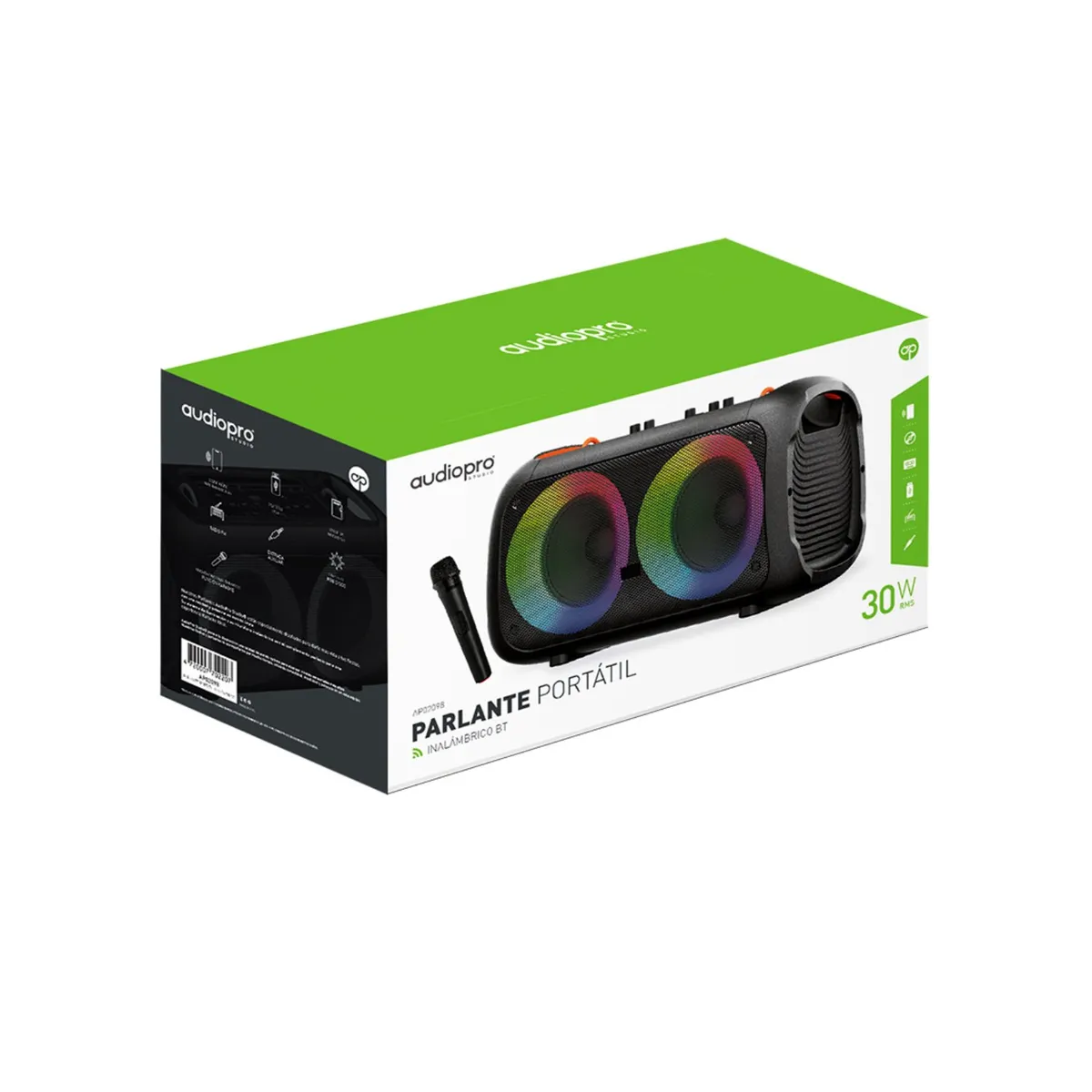 AUDIO PRO - Parlante Karaoke Bluetooth Con Control Bajos Rgb - SC