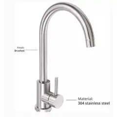 GENERICO - Grifo Monomando Llave Lavaplatos Lavaloza Acero Inoxidable