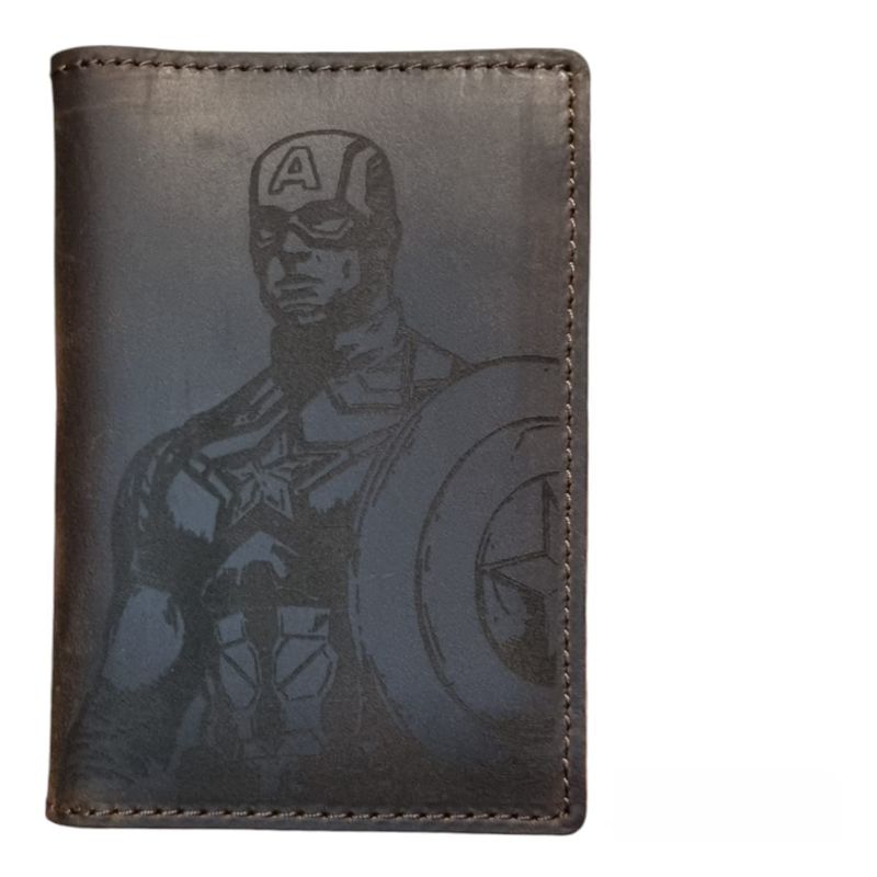 GENERICO - Capitan america Tarjetero cuero genuino
