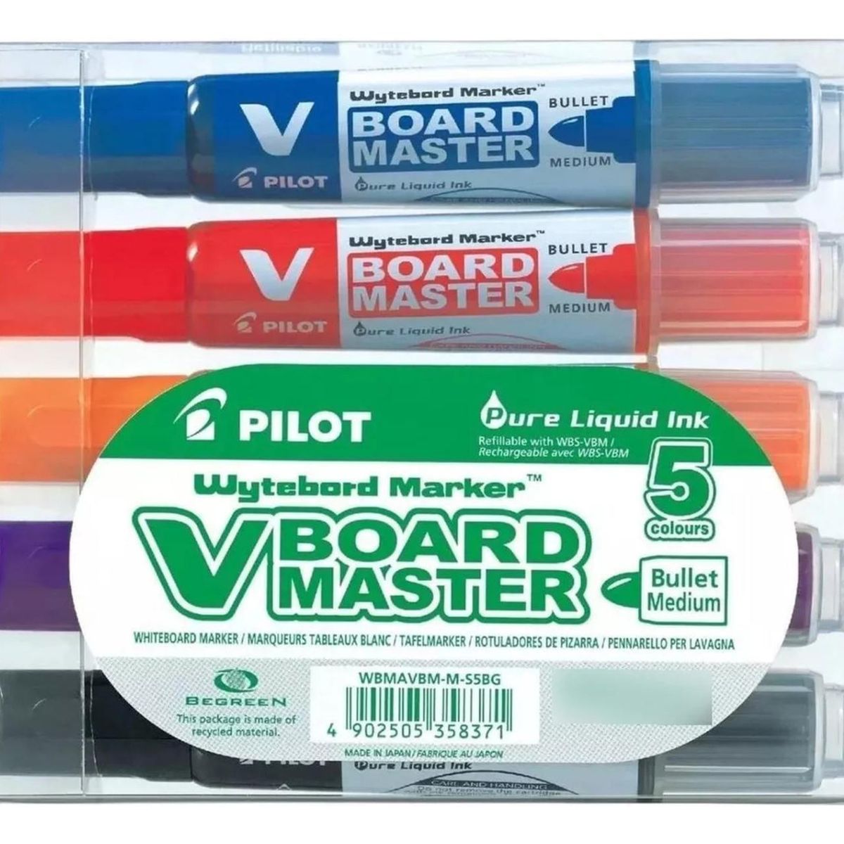 PILOT - Set Plumones De Pizarra Recargables Board Master Pilot 5 Un