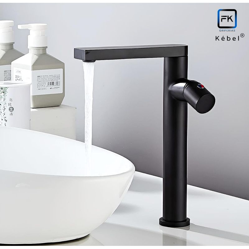 GENERICO - Llave Monomando Alta Rotativa para Vanitorio Black 27cm FK