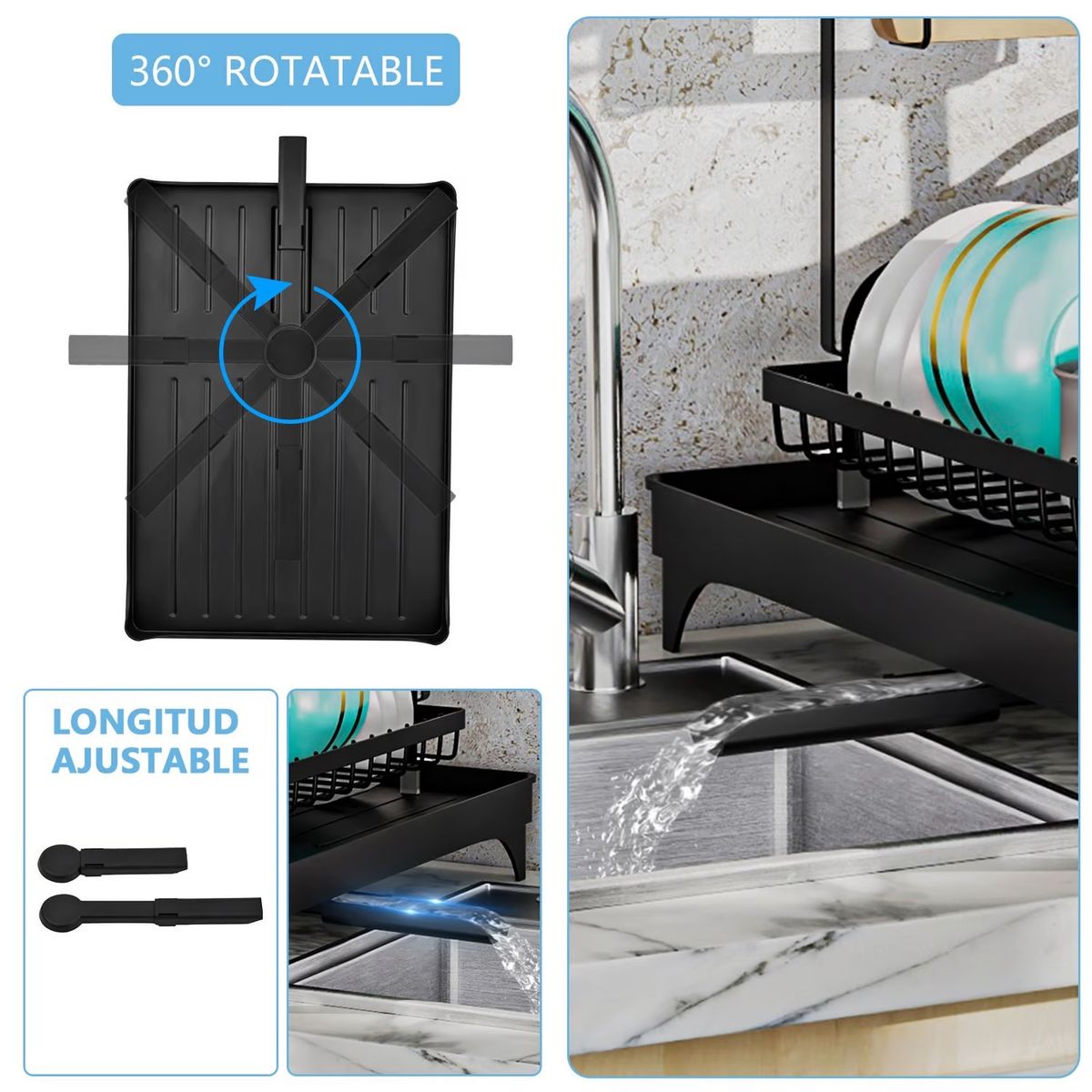 GENERICO - Secador Escurridor Loza Platos 2 Niveles Drenaje Automático