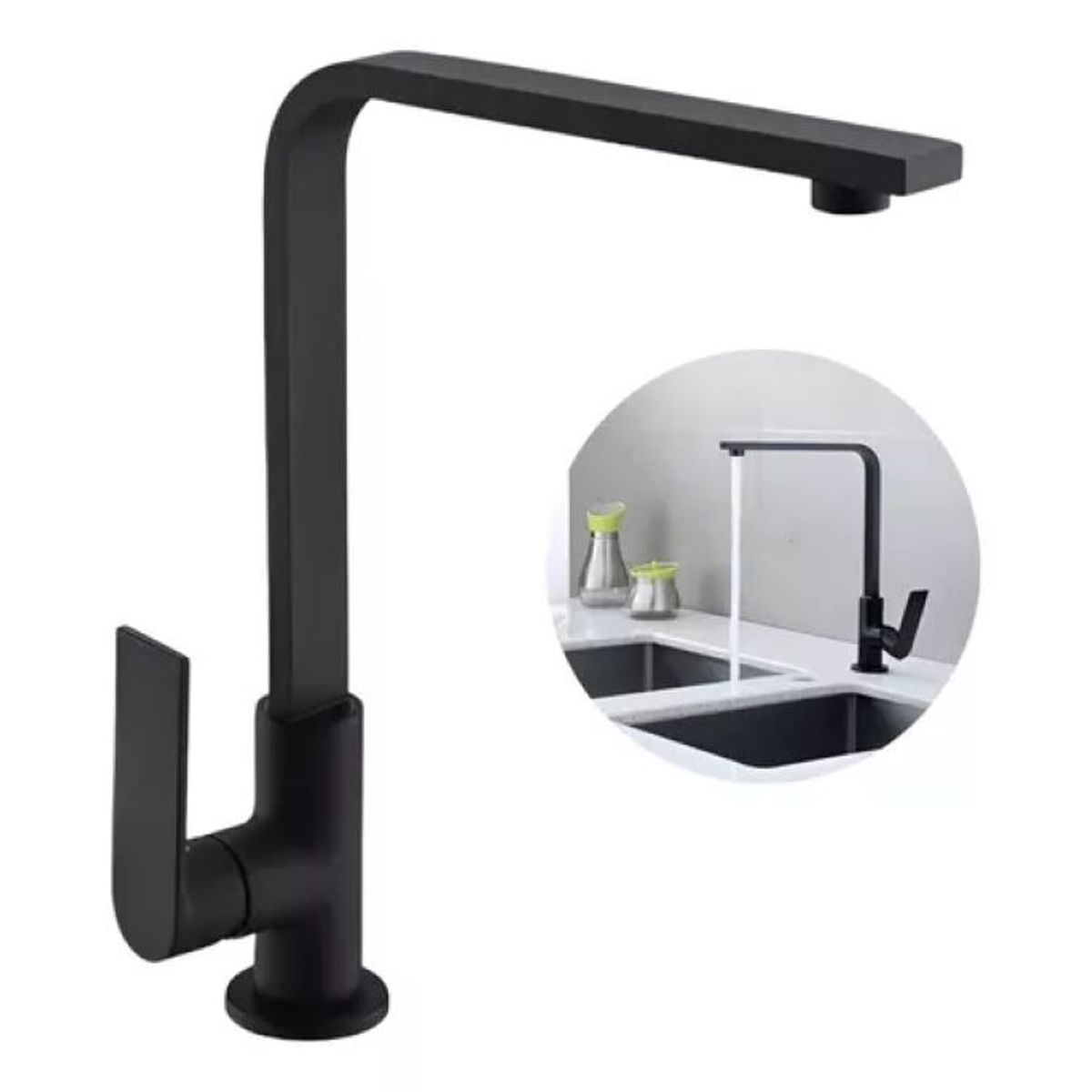 GENERICO - Llave Monomando Lavaplatos Profesional Extraíble Negro