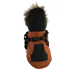 GENERICO - Chaqueta para Perro pequeño con gorro y arnés Talla S CAFE