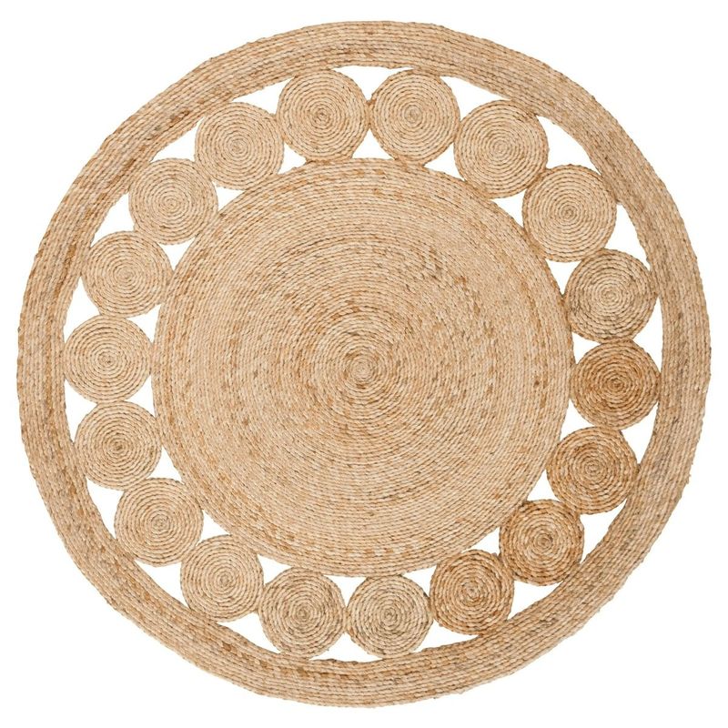 GENERICO - Alfombra Circular Yute Borde Redondo 120cm Taller Sin Fronteras