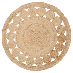 GENERICO - Alfombra Circular Yute Borde Redondo 120cm Taller Sin Fronteras