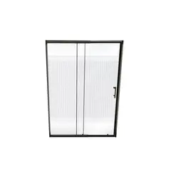 DECHAUS - Mampara Vidrio Templado 140-160 X 180 Perfil Y Rayas Negras