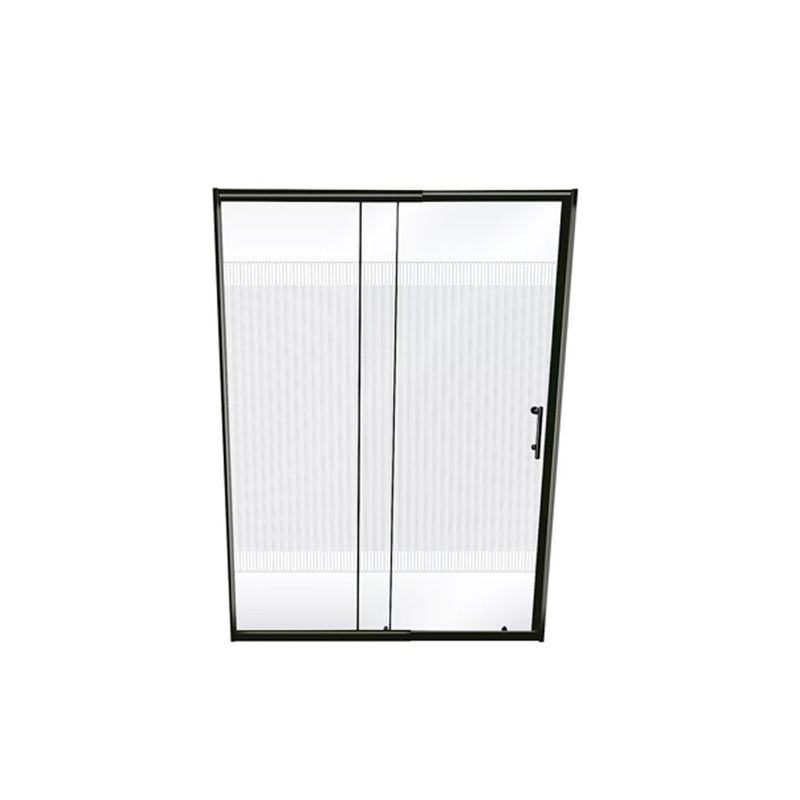 DECHAUS - Mampara Vidrio Templado 120-140 X 180 Perfil Y Rayas Negras