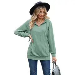 TIOZONEY - Sudadera con capucha y cremallera para mujer