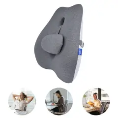 HALMAN - Cojin Con Silla Memoria Ortopedico Lumbar Color Negro Gris