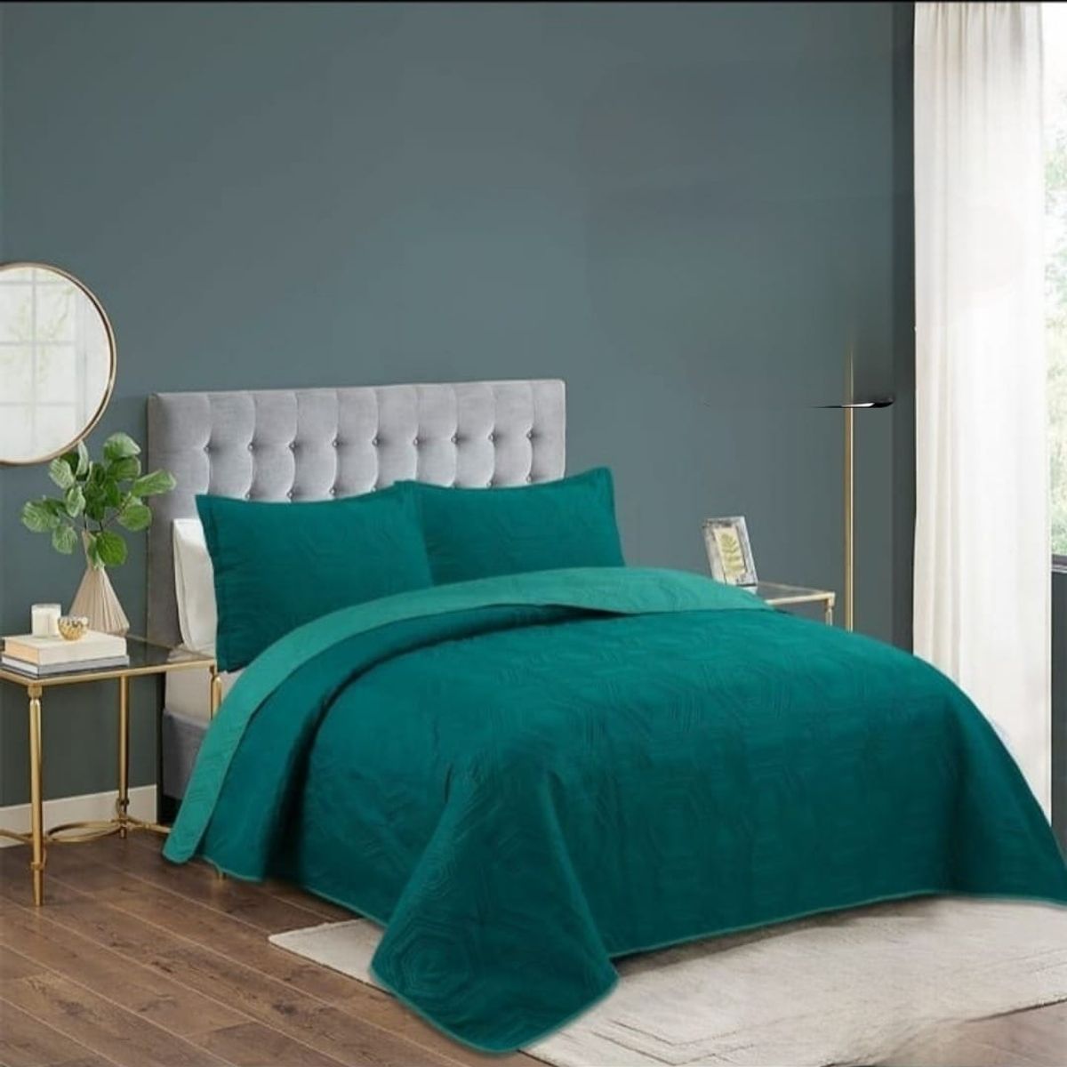 GENERICO - Quilt de Verano 2 plazas. Color Turquesa  CS06