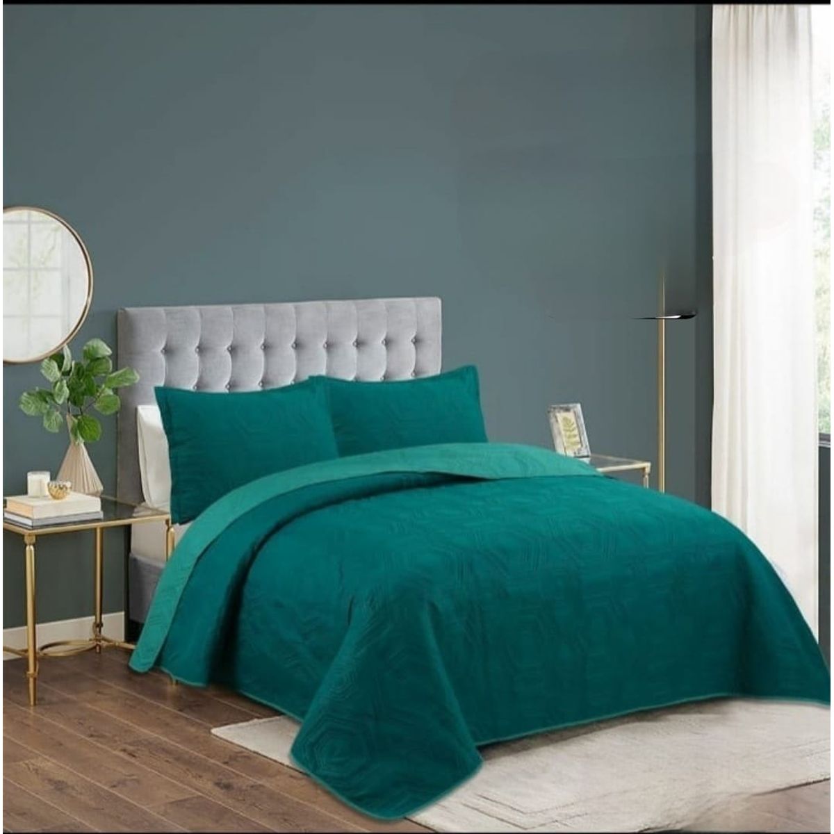 GENERICO - Quilt de Verano 2 plazas. Color Turquesa  CS06