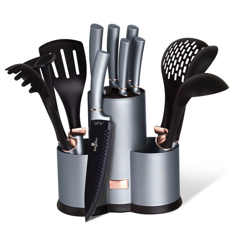 BERLINGER HAUS - Set de cuchillos y utensilios 12 piezas plata