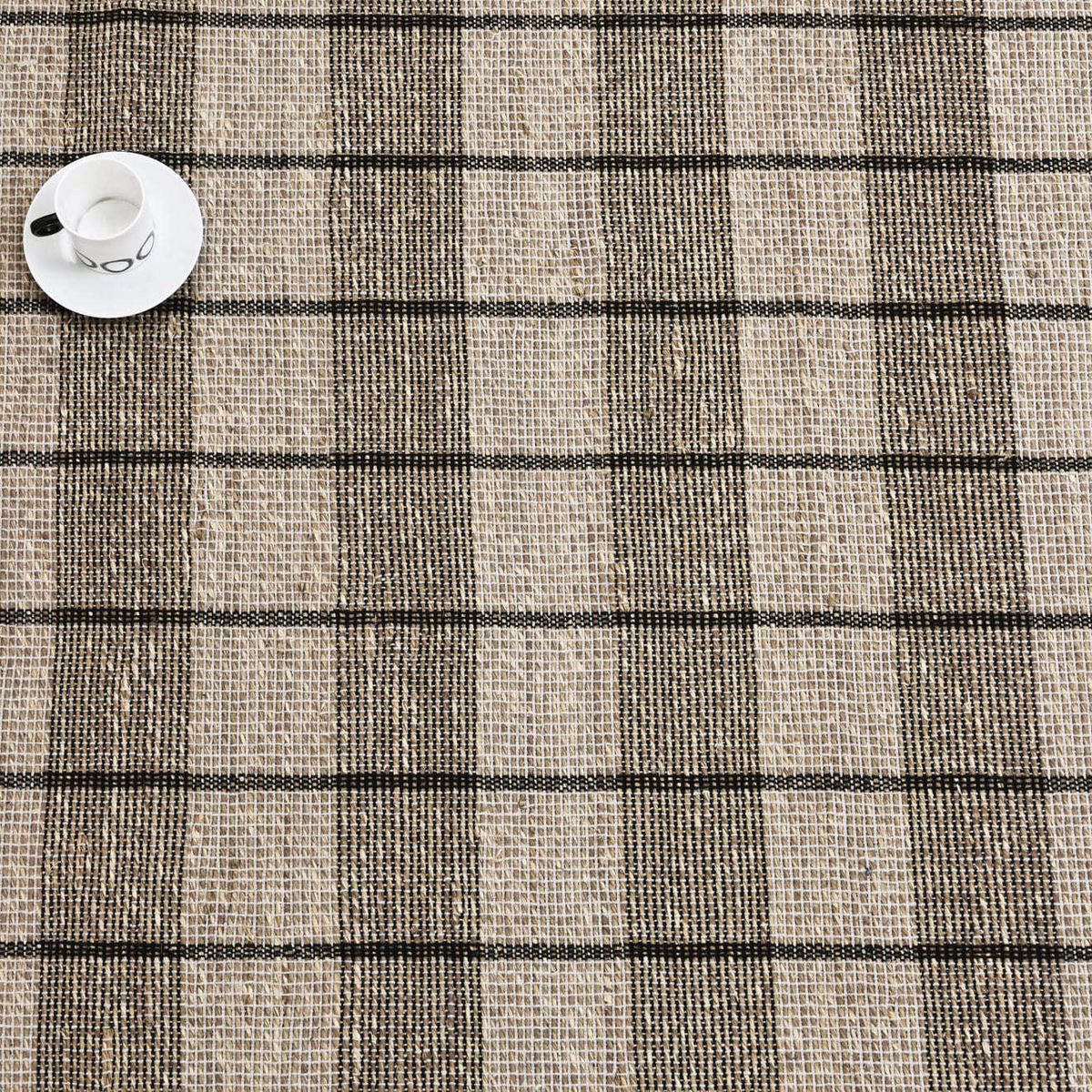 DECOGHAR - Alfombra Yute Seagrass Cubos Negro 280x365 cm