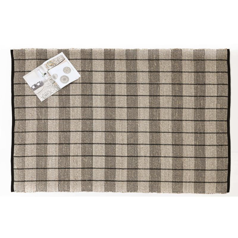 GENERICO - Alfombra Yute Seagrass Cubos Negro Mediana 150x210 cm