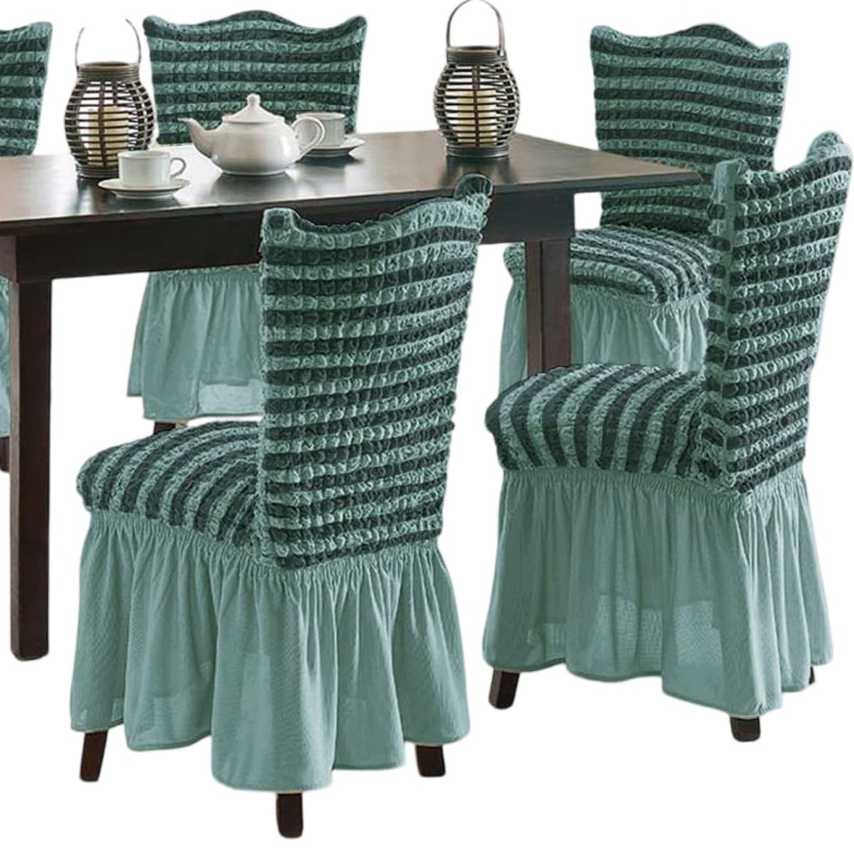 GENERICO - Pack 6 Fundas Sillas Turcas Diseño Lineal L4