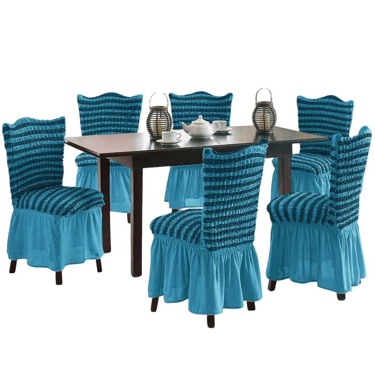 GENERICO - Pack 6 Fundas Sillas Turcas Diseño Lineal L5