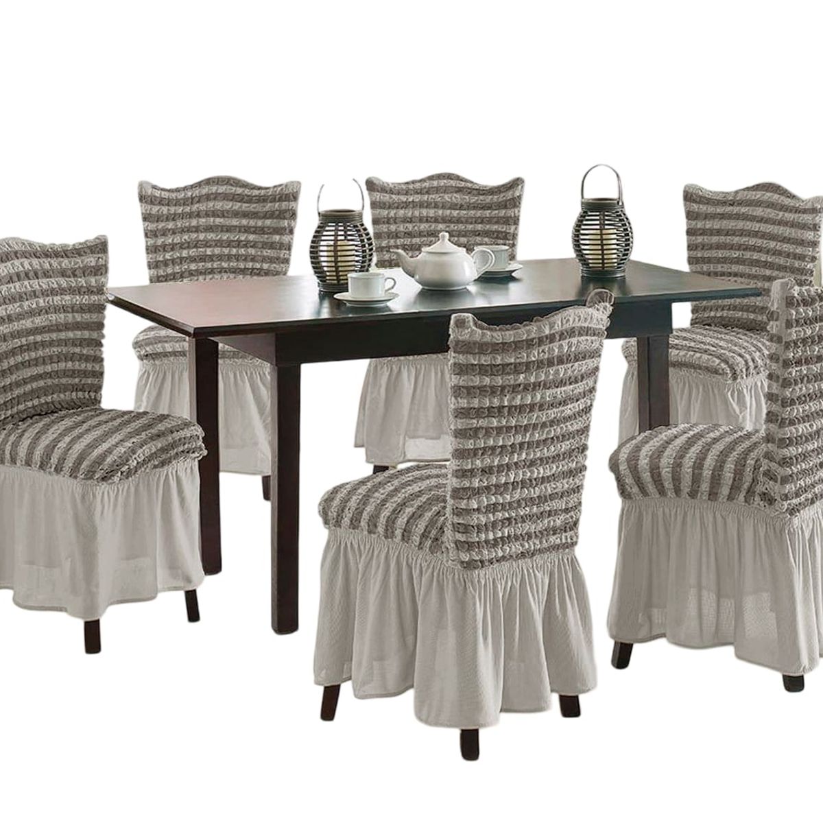 GENERICO - Pack 6 Fundas Sillas Turcas Diseño Lineal L7