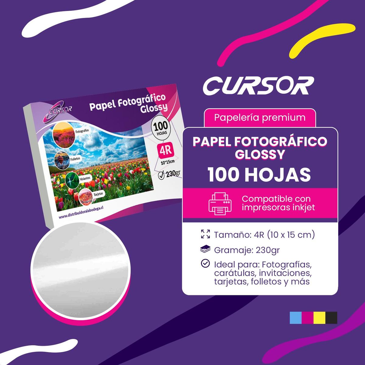 CURSOR - Papel Fotografico Premium Glossy 4r 230g 100h Cursor