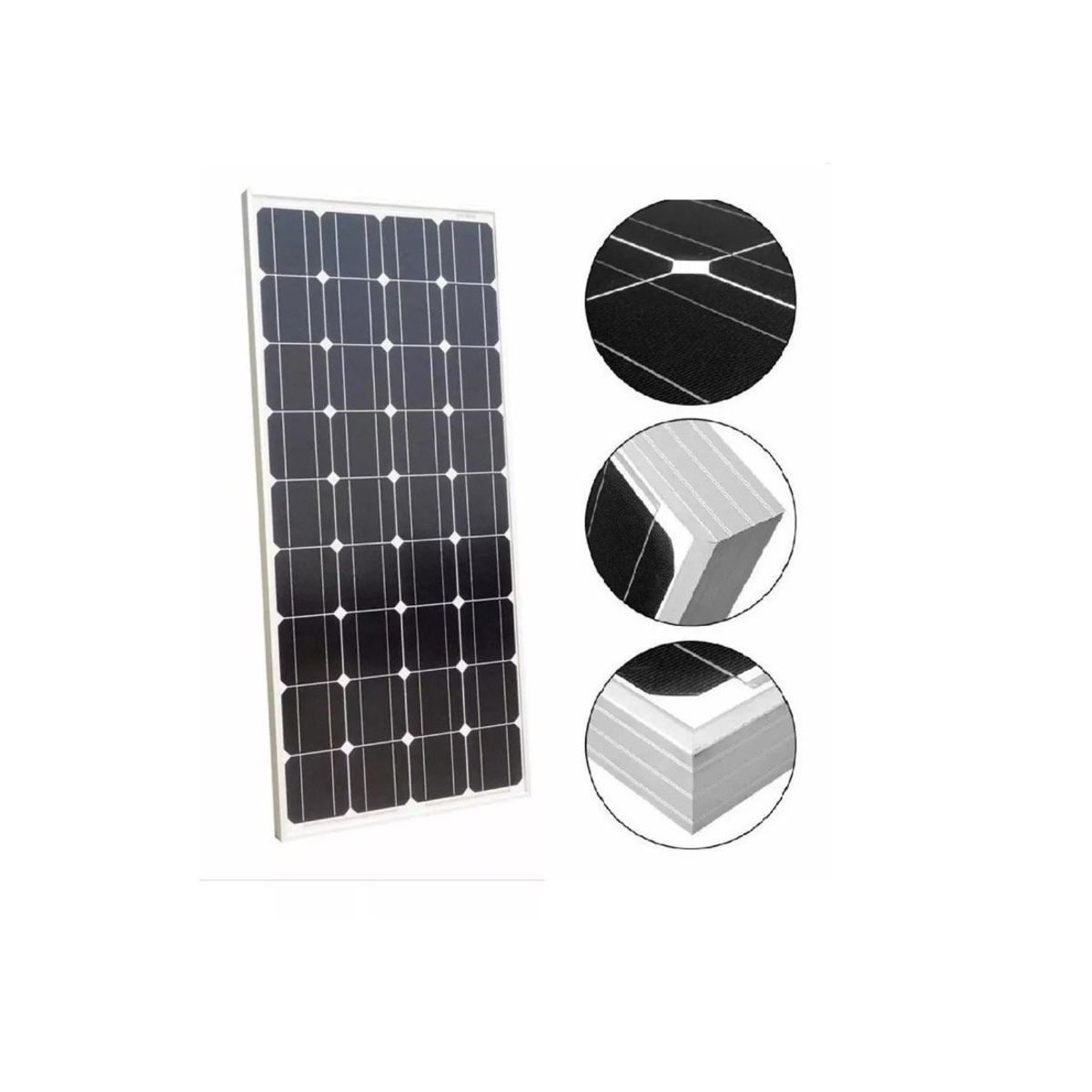 GENERICO - Panel Solar 168Cm x68cmx40Mm 36 Celdas, Unidad 150 Watts