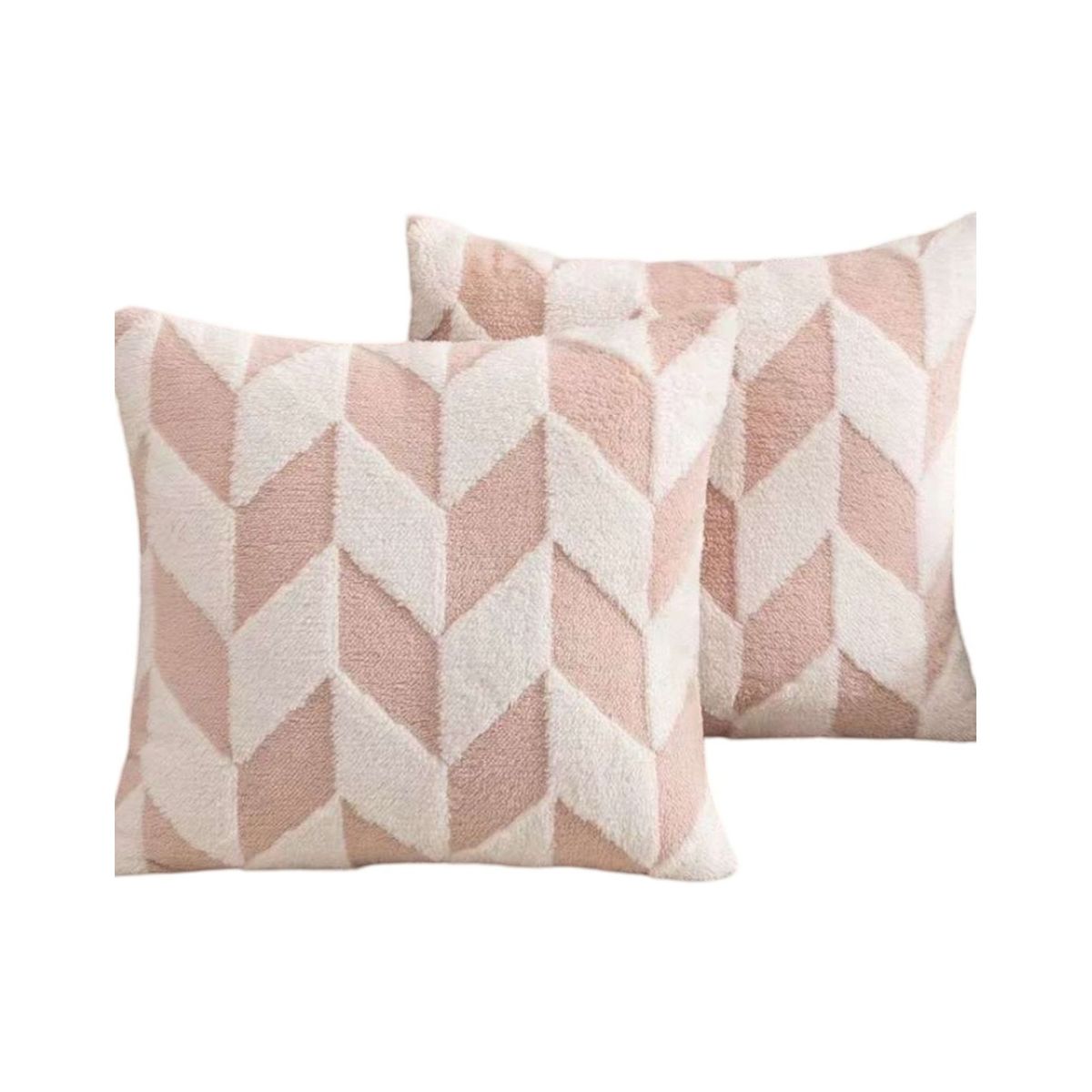 GENERICO - Pack de 4 Fundas de Cojín Peludas con Rombos-Rosa