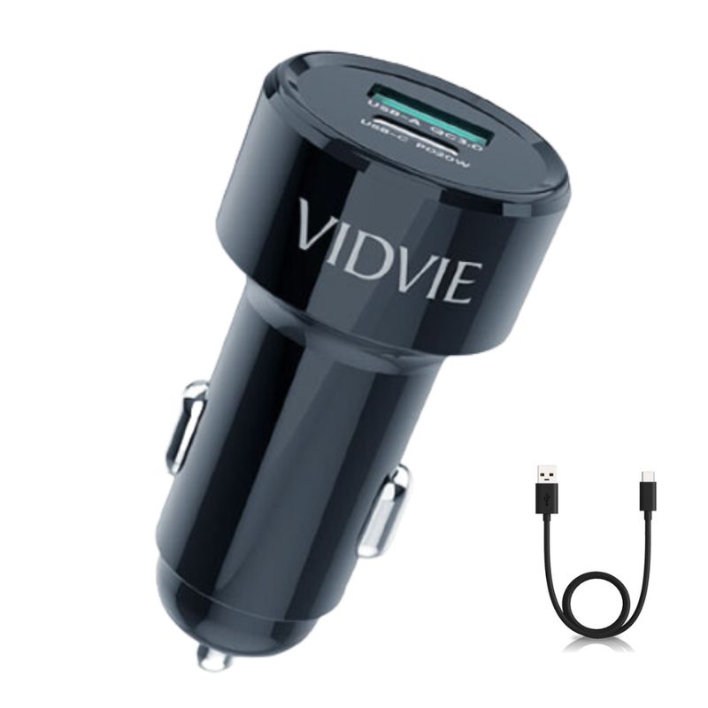 GENERICO - Cargador Rápido Auto Usb 3.0 Y C 20w Vidvie + Cable Tipo C