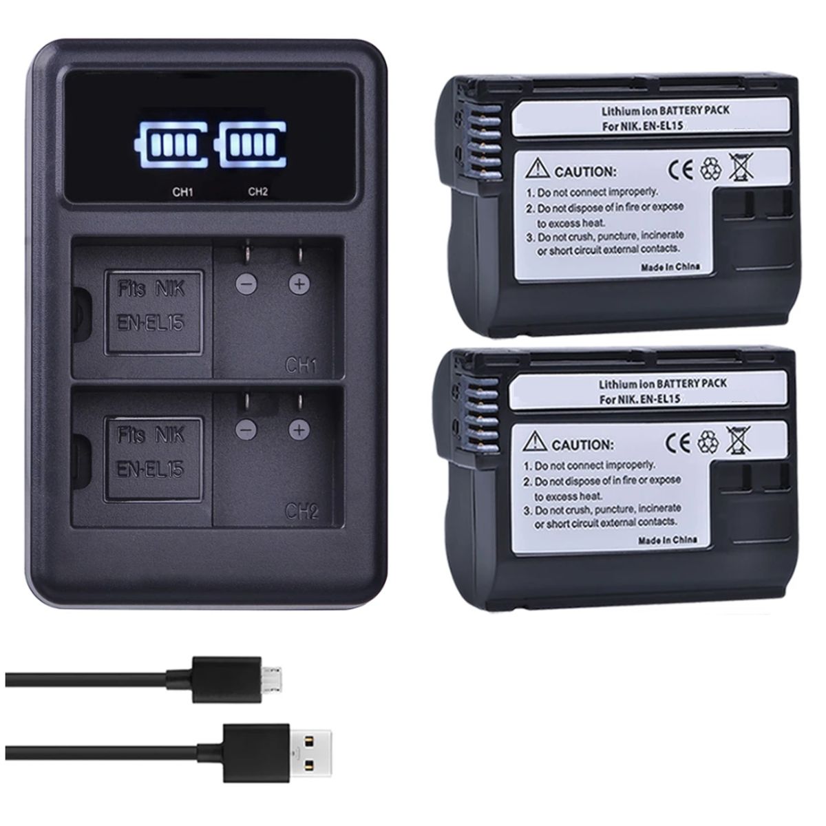 GENERICO - 2 BATERÍA EN-EL15 + CARGADOR DOBLE MH-25 ALTERNATIVO NIKON