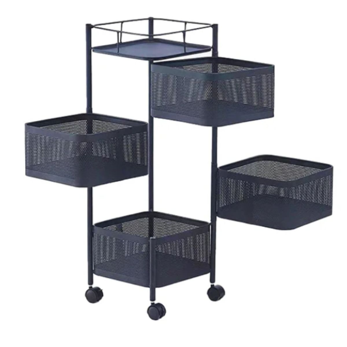 GENERICO - Carrito Verdulero Organizador 4 Cestas Estante Metálico Giratorio