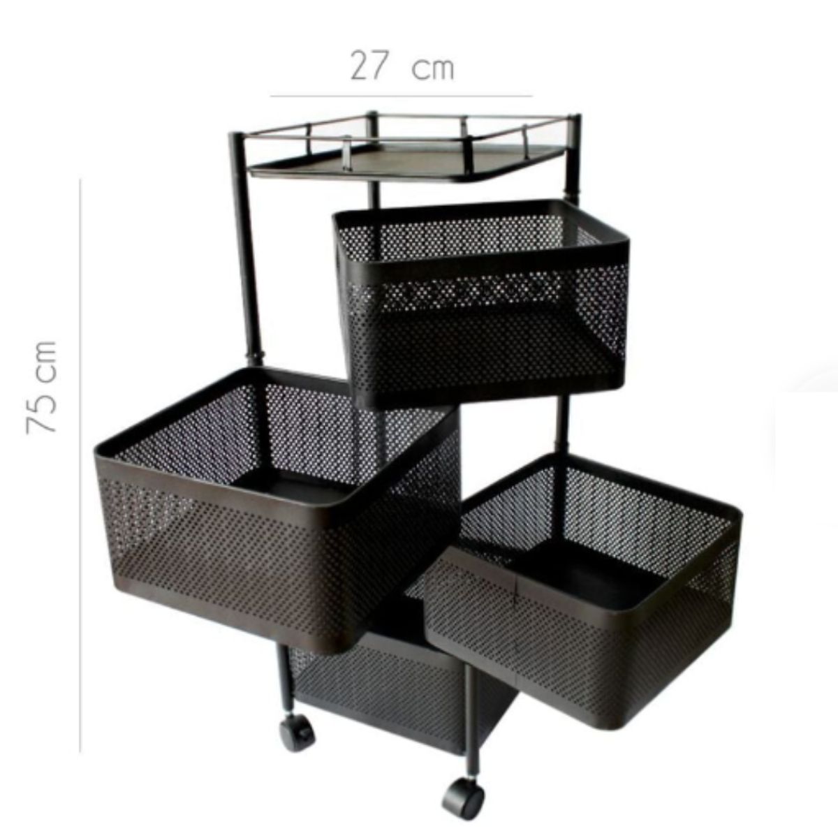 GENERICO - Carrito Verdulero Organizador 4 Cestas Estante Metálico Giratorio