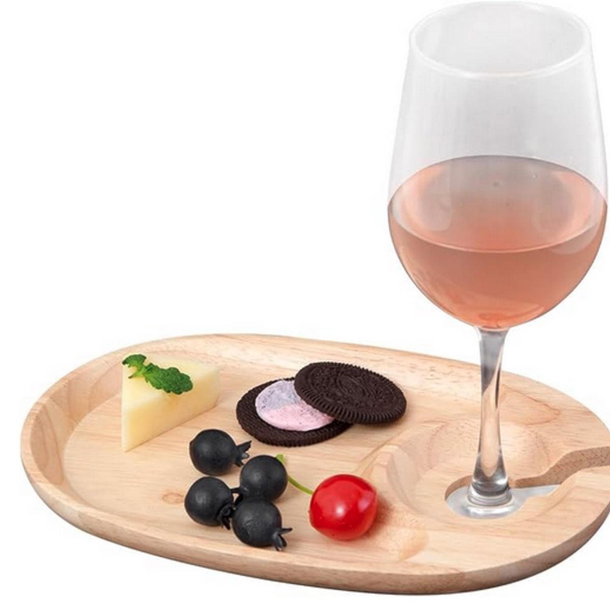 GENERICO - Pack 2 Platos Picoteo Tabla Madera Asado Aperitivos Soporte Copas