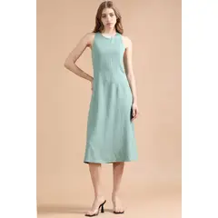 LIOLA - Vestido Largo Con Lino, Verde