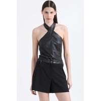 Top Halter Cruzado, Negro