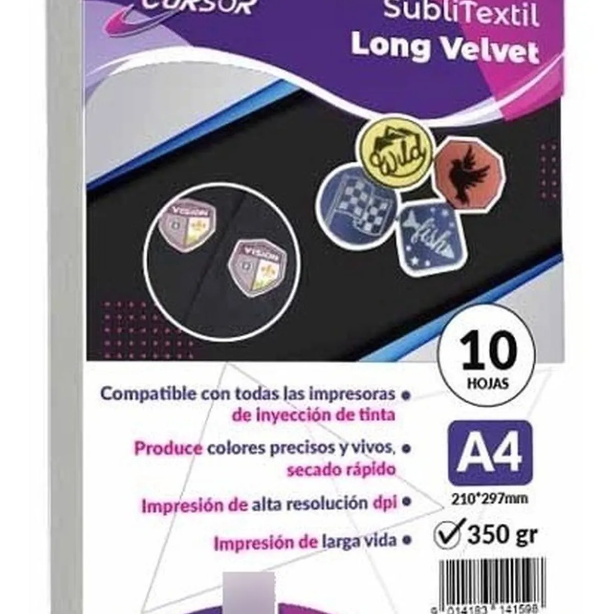 CURSOR - Papel Obm Sublitextil Long Velvet(sublibordado) 10 Hojas A4