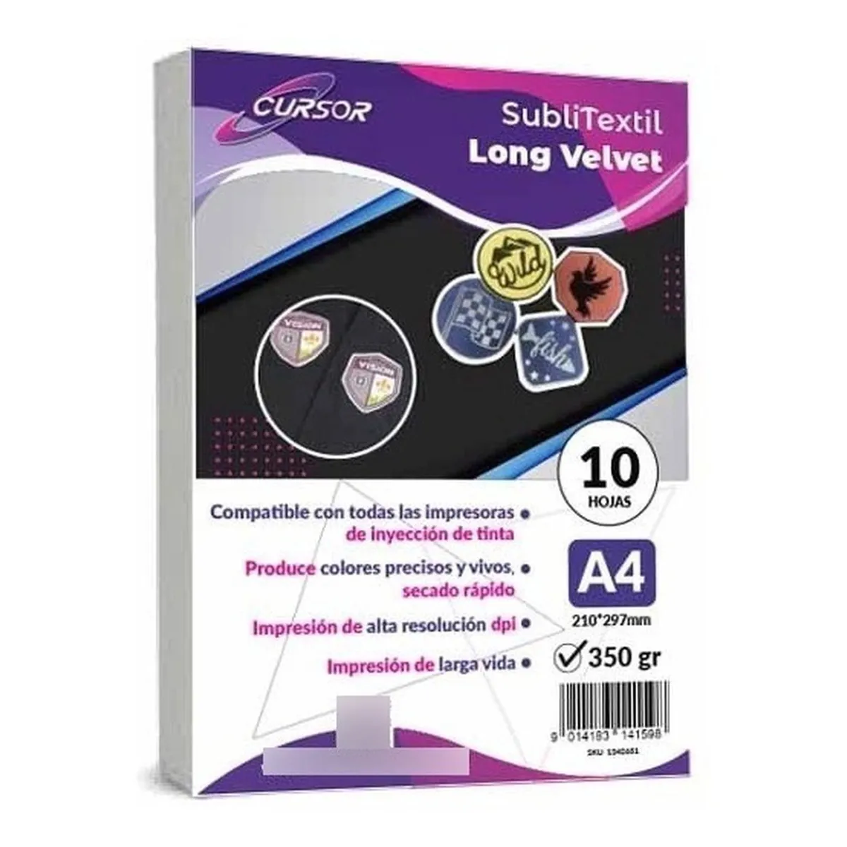 CURSOR - Papel Obm Sublitextil Long Velvet(sublibordado) 10 Hojas A4