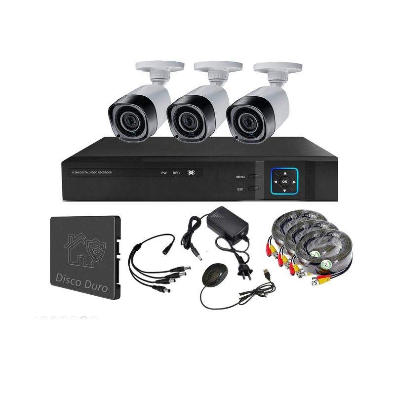 VIPA - Kit Seguridad Exterior HD 3 Cámaras HD - E32L