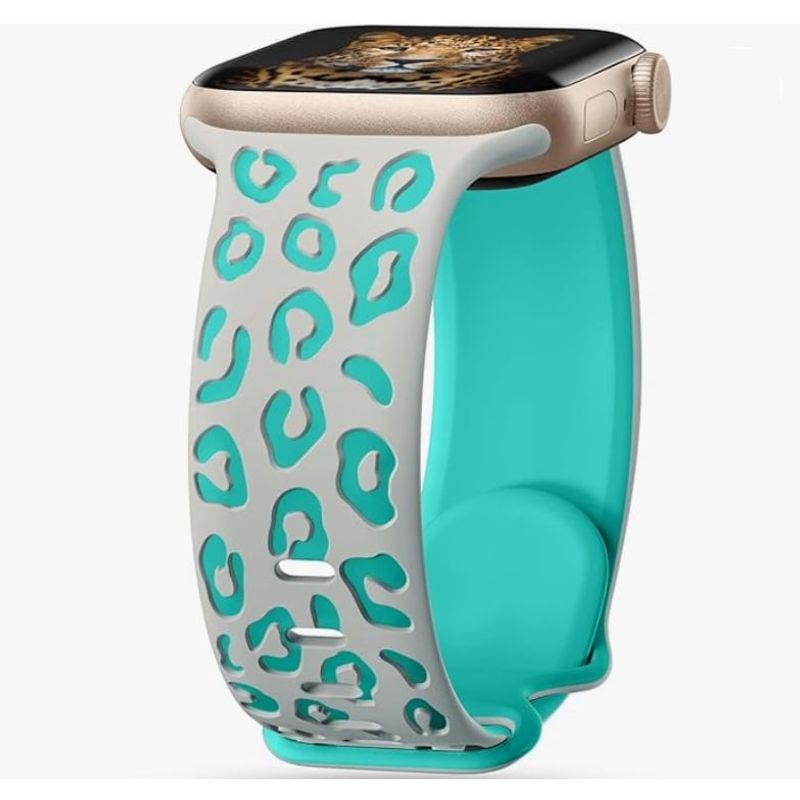GENERICO - Banda Silicona con Grabado Leopardo para Apple Watch 38mm40mm41mm