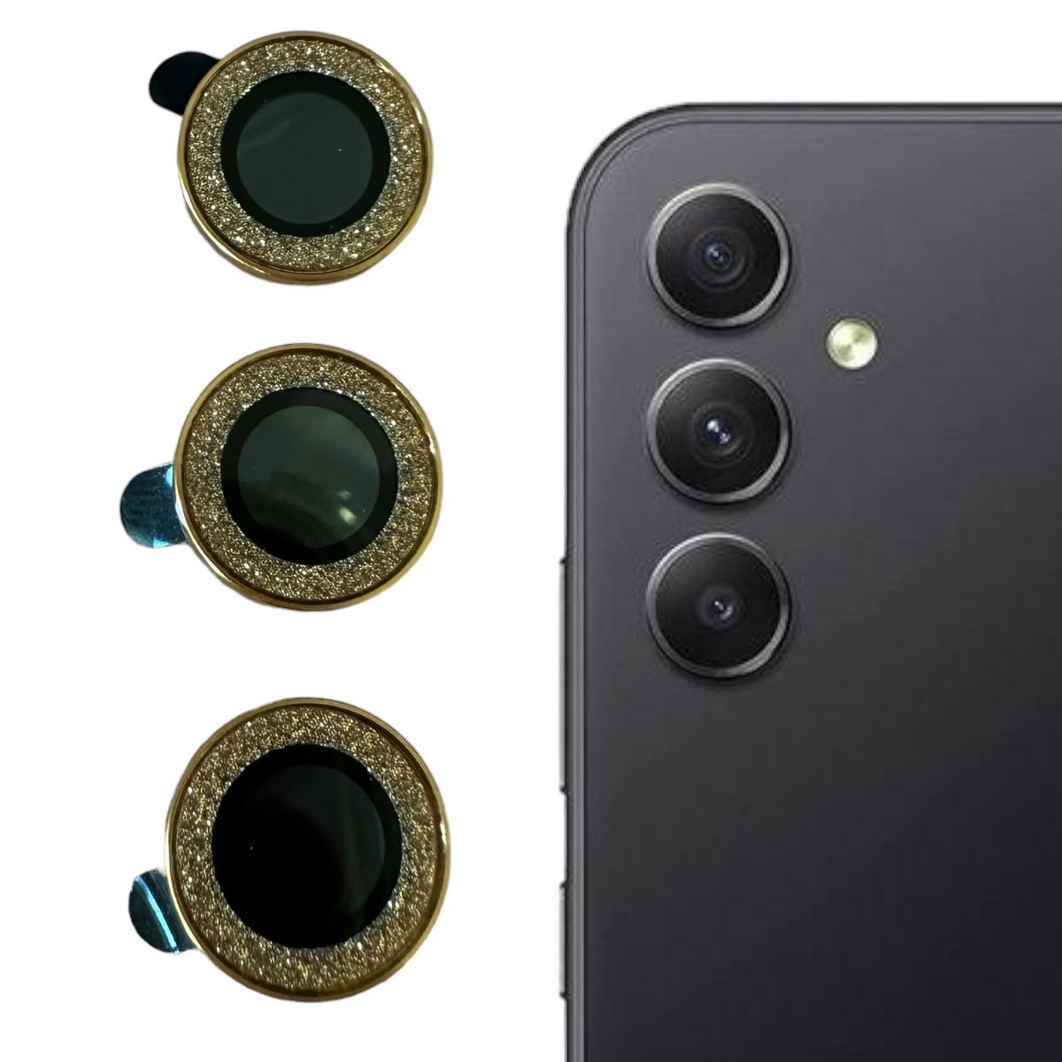 GENERICO - Protector De Lentes Para Cámara Samsung A14 A34 5g Dorado Brillante