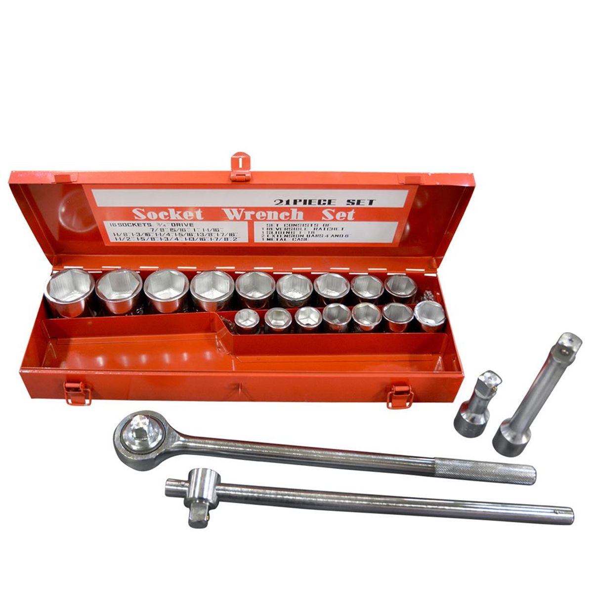 GENERICO - Caja de dados con chicharra 3/4" 21 piezas