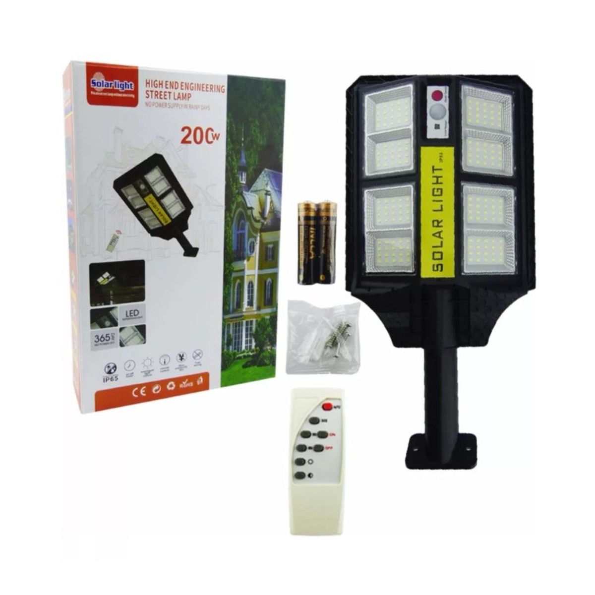GENERICO - Foco C/ Brazo Solar 200 Watt 160 Led 8 Placas C/ Sensor