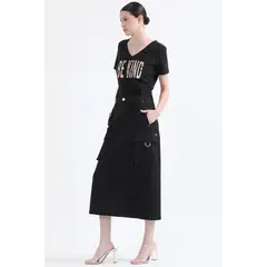 LIOLA - Falda Cargo Gabardina Negro